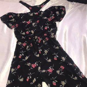 Black with flower accent jumper/romper
